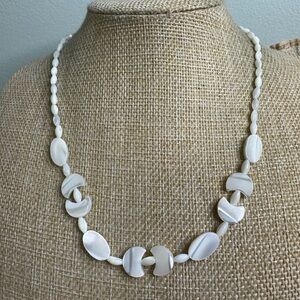 Mother of Pearl Celestial Necklace MOP Crescent Moon Deco  Revival 18” Vintage